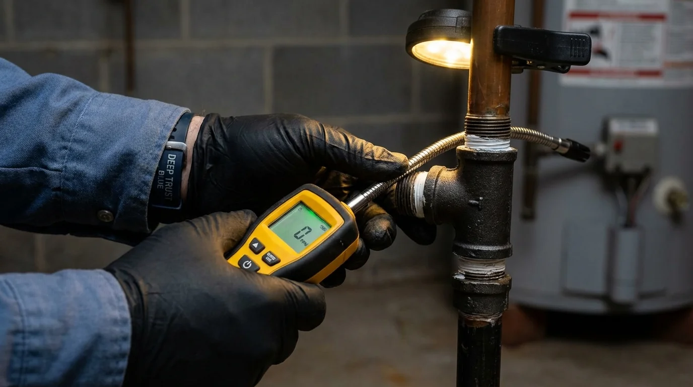 Gas leak detection with electronic sniffer by Johns Plumbing LLC in Mountain Home